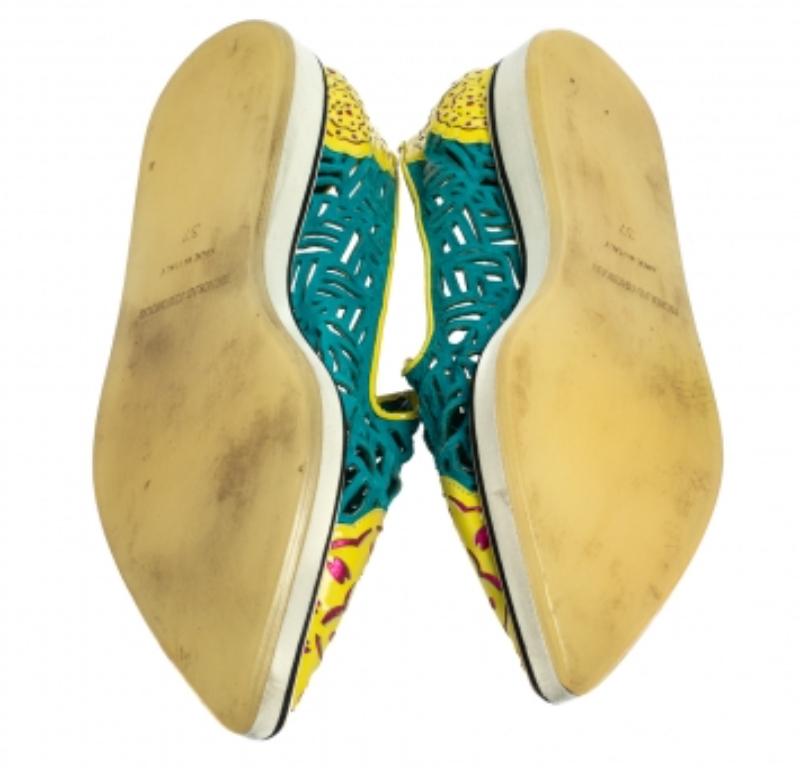 Nicholas Kirkwood Multicolor Patent Leather And Suede Slip On Sneakers Size 37 For Sale 2