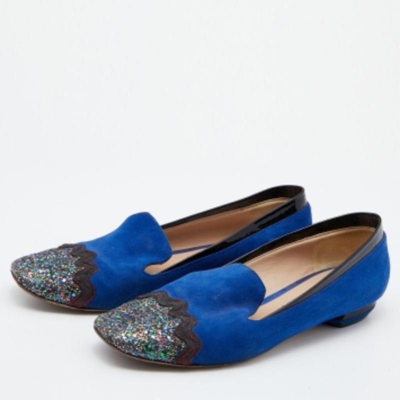 Nicholas Kirkwood Multicolor Suede And Glitter Smoking Slippers Size 38 For Sale 1