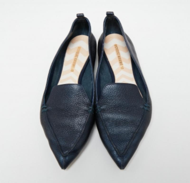 Nero Nicholas Kirkwood Mocassini a punta Beya in pelle blu navy taglia 41 in vendita