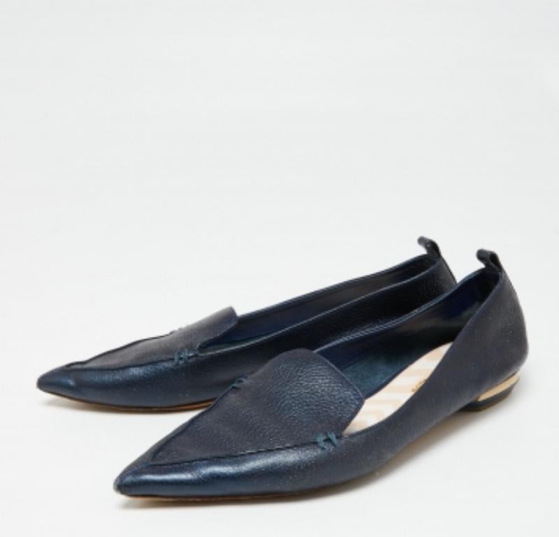 Nicholas Kirkwood Mocassini a punta Beya in pelle blu navy taglia 41 In condizioni discrete in vendita a Dubai, Al Qouz 2