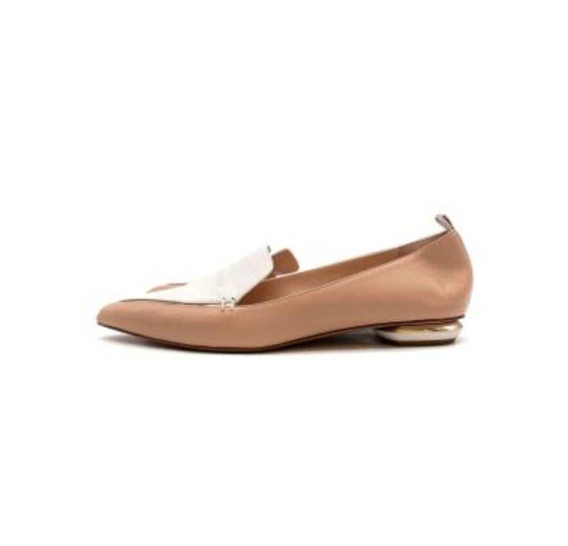 Nicholas Kirkwood Nude and White Leather Beya Pointed Toe Pumps For Sale 1