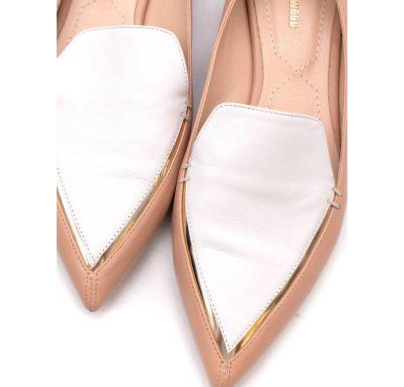Nicholas Kirkwood Nude and White Leather Beya Pointed Toe Pumps For Sale 4