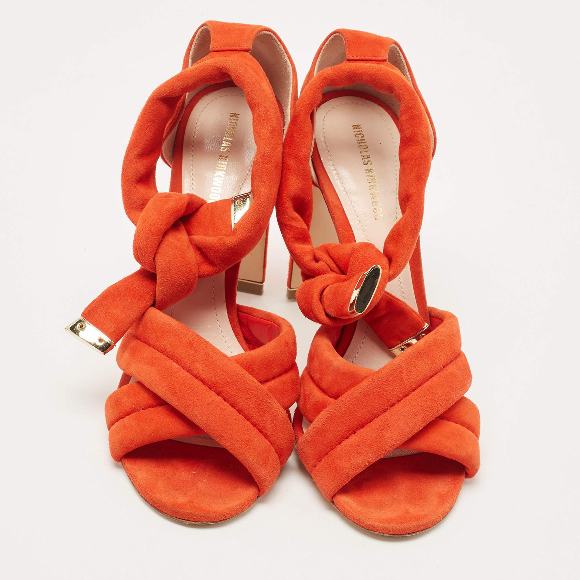 Rosso Nicholas Kirkwood Sandali Ziggy in pelle scamosciata arancione misura 37,5 in vendita