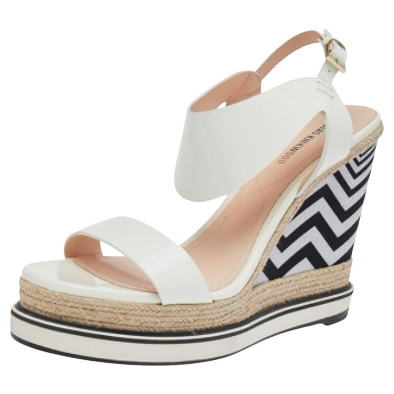 Nicholas Kirkwood Patent Leather Wedge Espadrille Ankle Strap Sandals Size 39