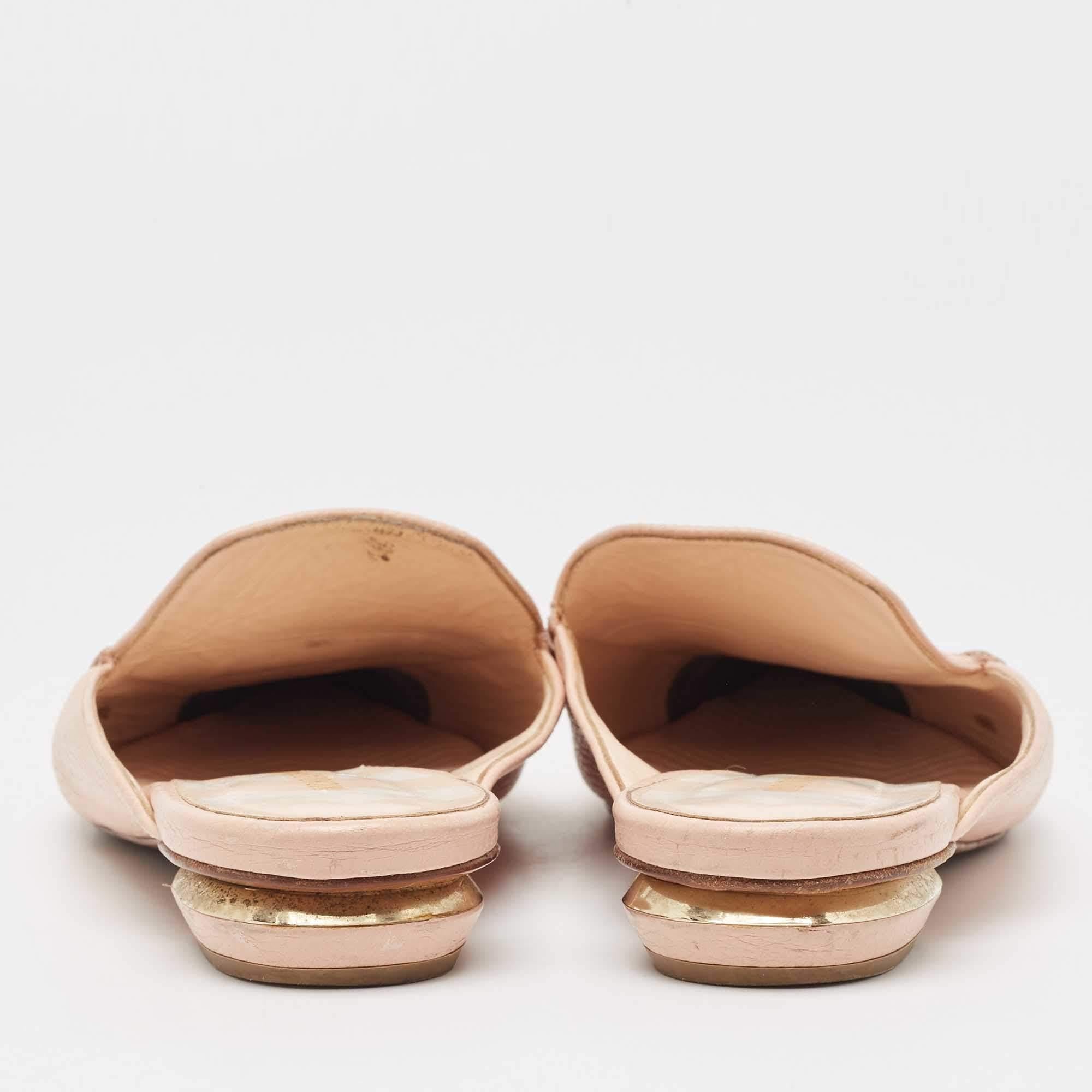Women's Nicholas Kirkwood Pink Leather Beya Flat Mules Size 41 For Sale