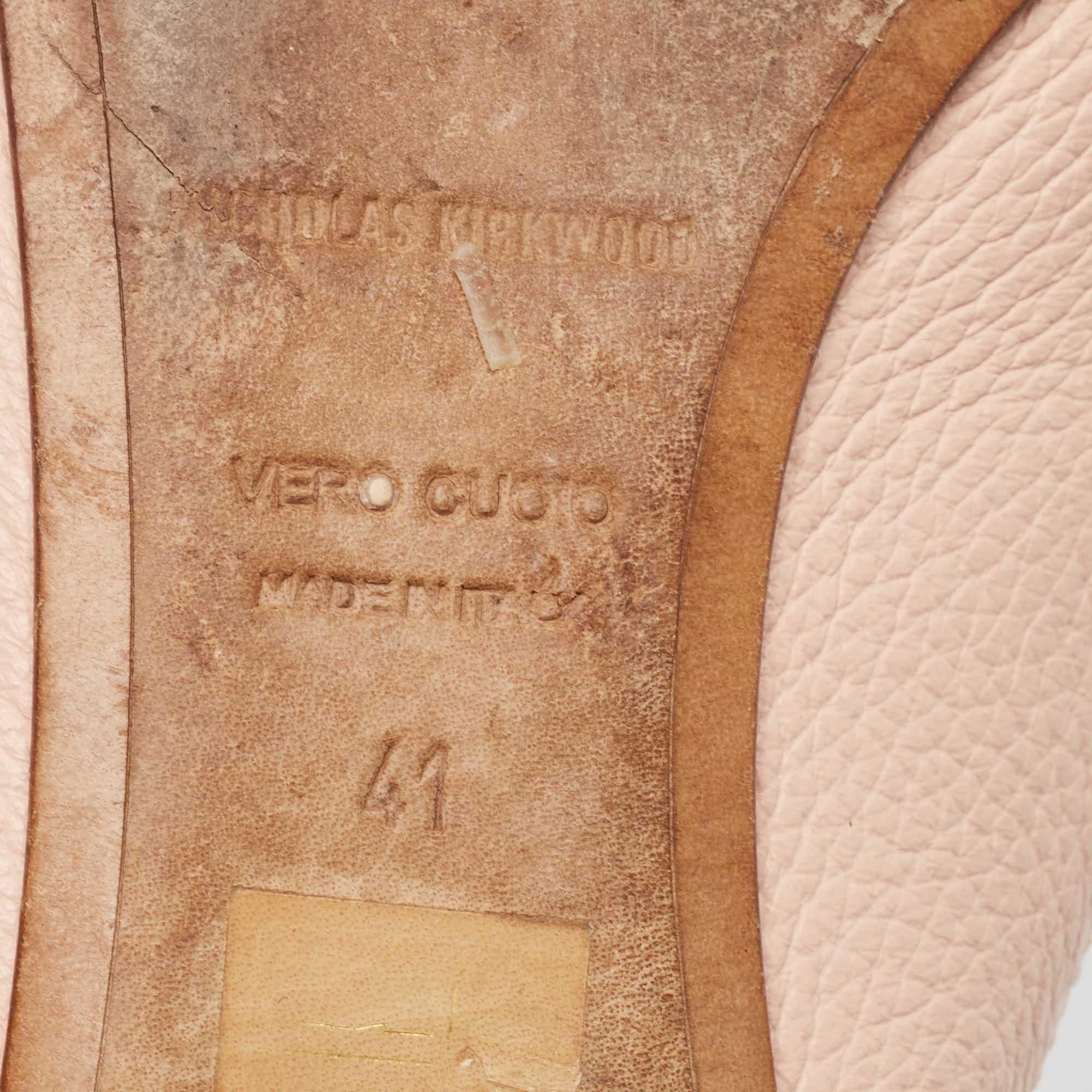 Nicholas Kirkwood Pink Leather Beya Flat Mules Size 41 For Sale 2
