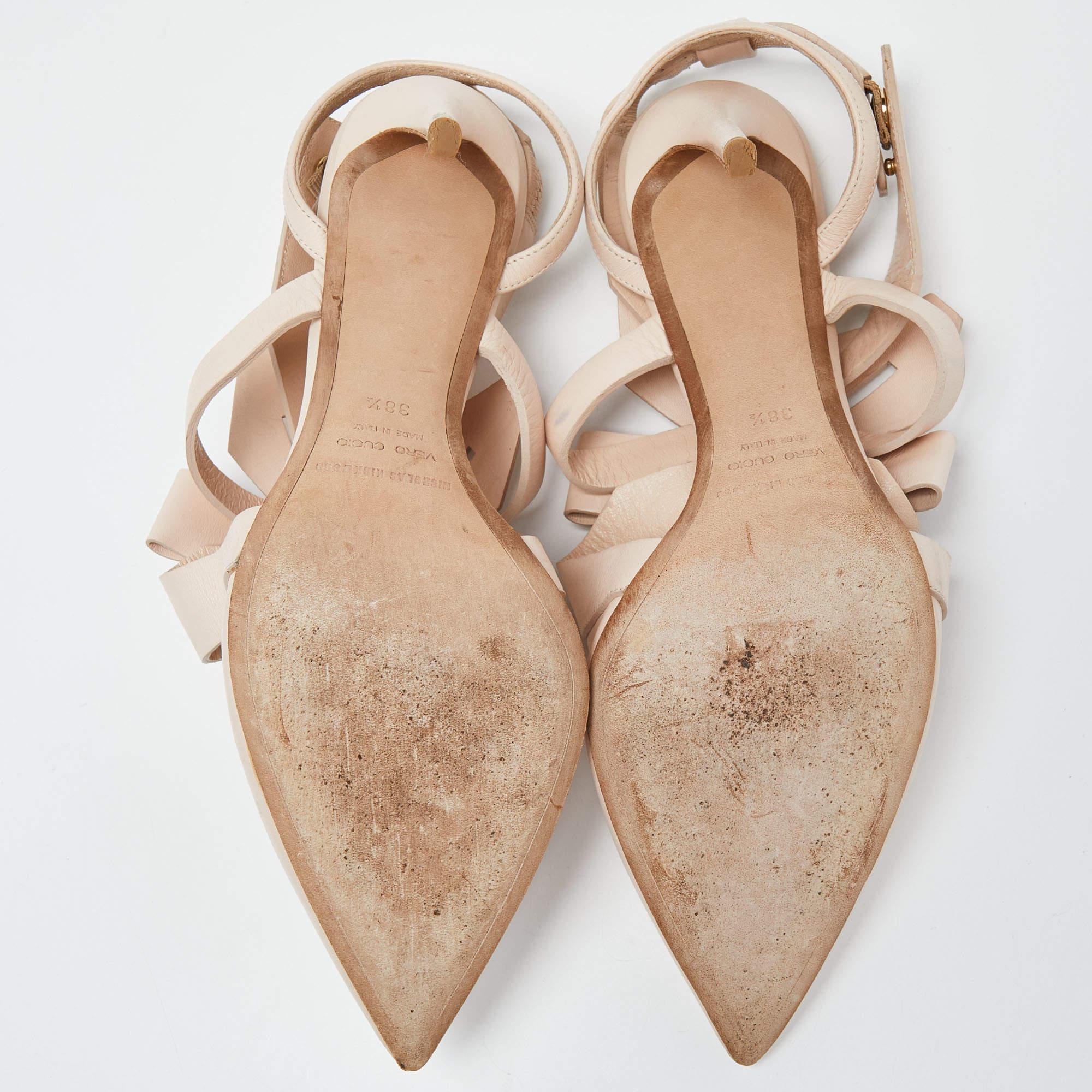 Nicholas Kirkwood Pink Leather Pointed Ankle Strap Sandals Size 38.5 For Sale 1