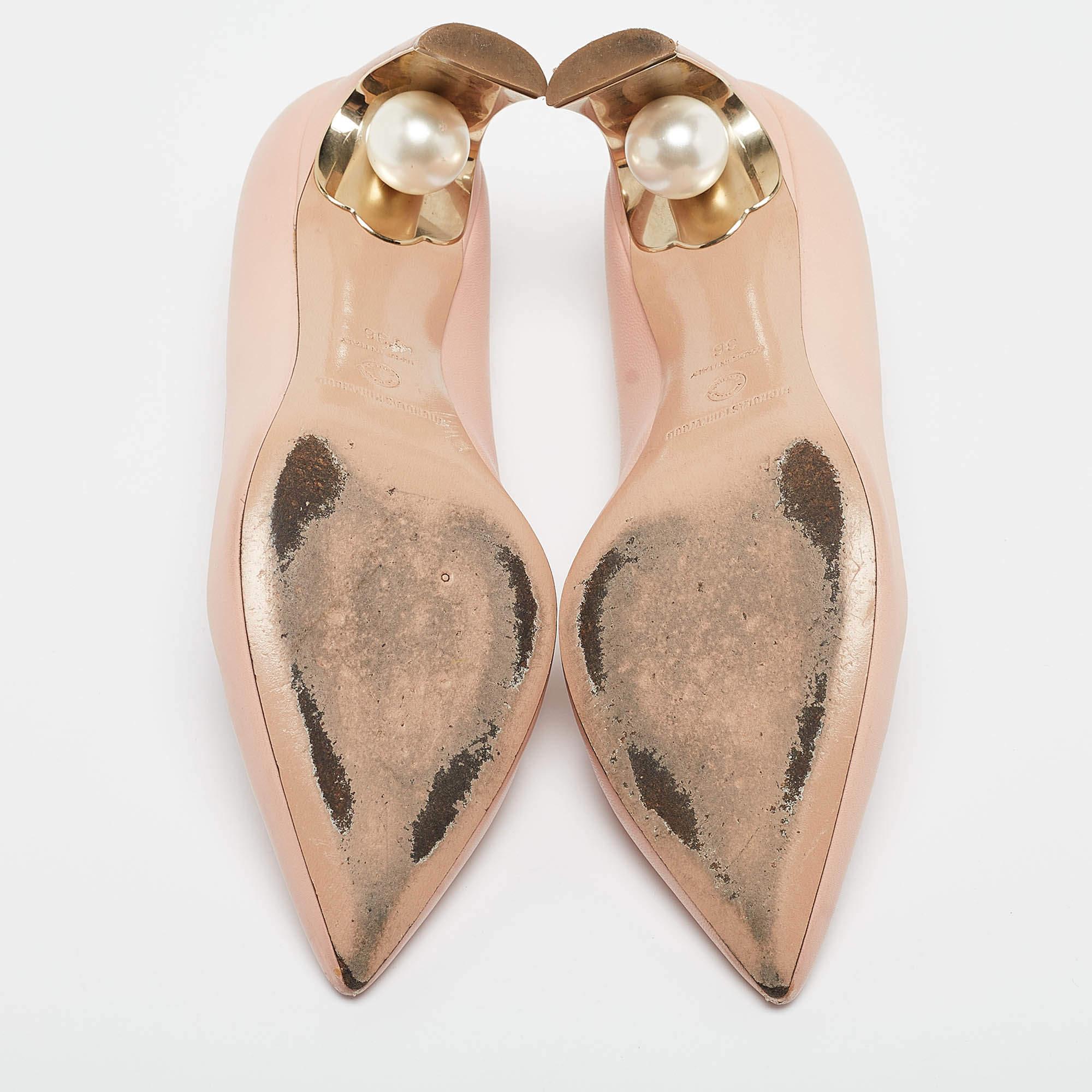 Nicholas Kirkwood Pink Leather Pointed Toe Pumps Size 36 For Sale 1