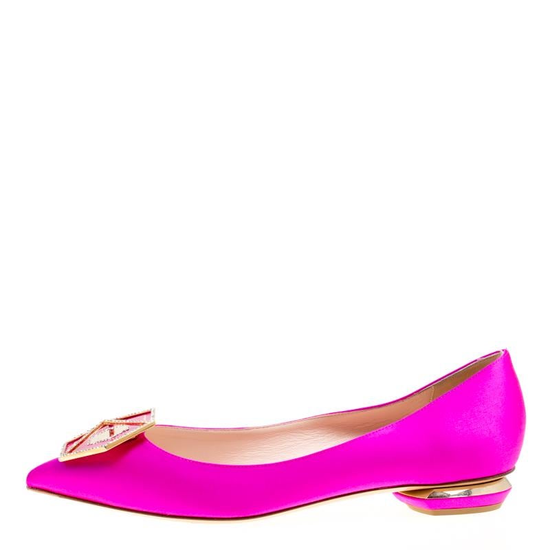 Nicholas Kirkwood Pink Satin Eden Crystal Embellished Pointed Toe Flats Size 40 2