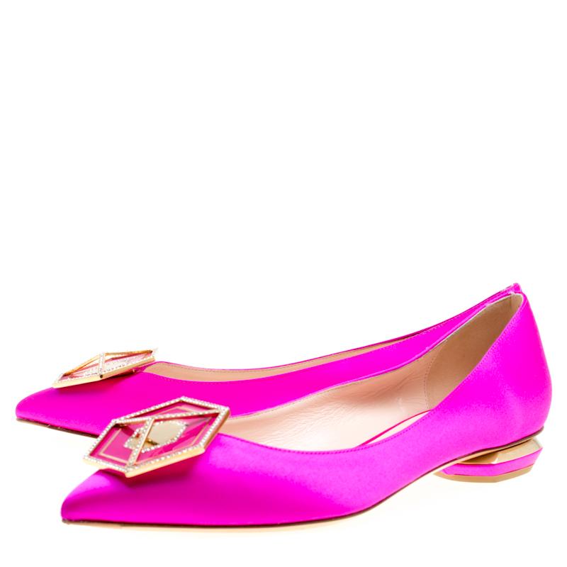 Nicholas Kirkwood Pink Satin Eden Crystal Embellished Pointed Toe Flats Size 40 3