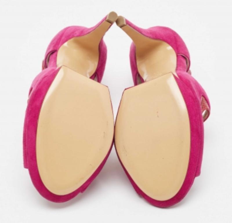Nicholas Kirkwood Sandali con plateau in camoscio e lucertola rosa taglia 39 in vendita 1