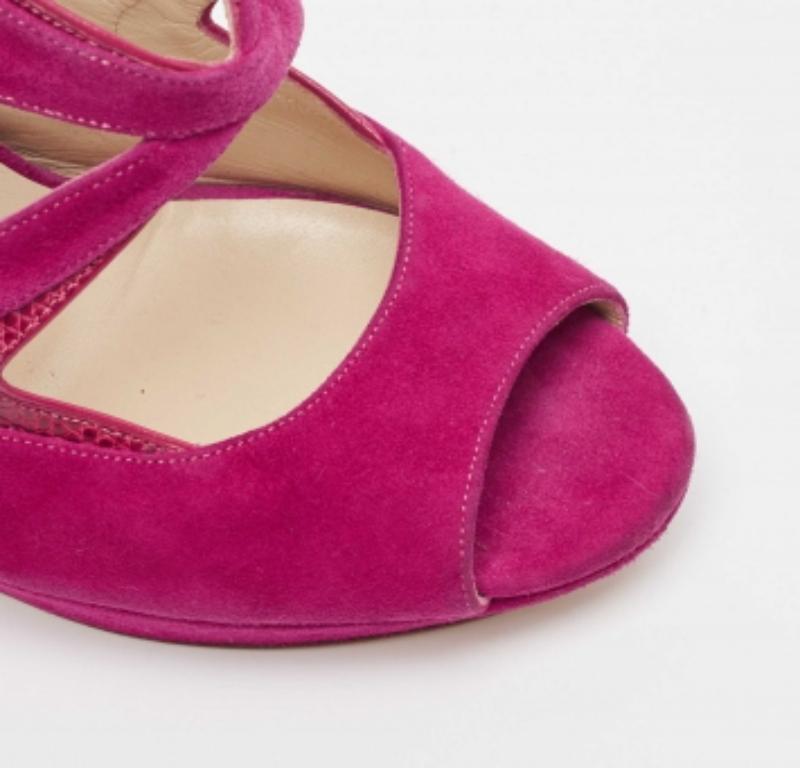 Nicholas Kirkwood Sandali con plateau in camoscio e lucertola rosa taglia 39 in vendita 2