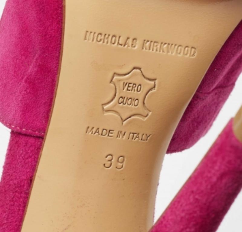 Nicholas Kirkwood Sandali con plateau in camoscio e lucertola rosa taglia 39 in vendita 3
