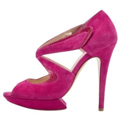 Nicholas Kirkwood Sandali con plateau in camoscio e lucertola rosa taglia 39