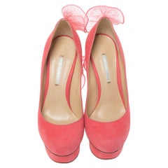 Nicholas Kirkwood Pink Suede Ruffle Trimmed Platform Pumps Size 36.5