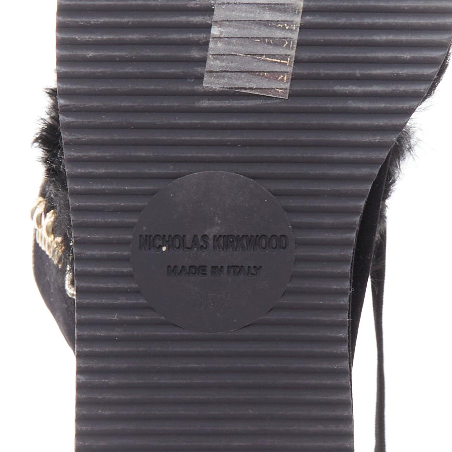 NICHOLAS KIRKWOOD Polly Neige black patent fur trim snow boots For Sale 5