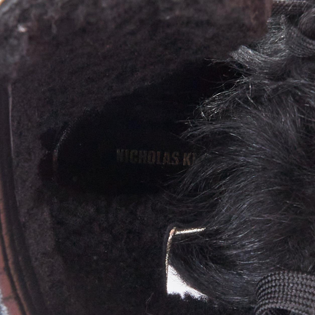 NICHOLAS KIRKWOOD Polly Neige black patent fur trim snow boots For Sale 4