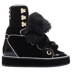 NICHOLAS KIRKWOOD Polly Neige black patent fur trim snow boots