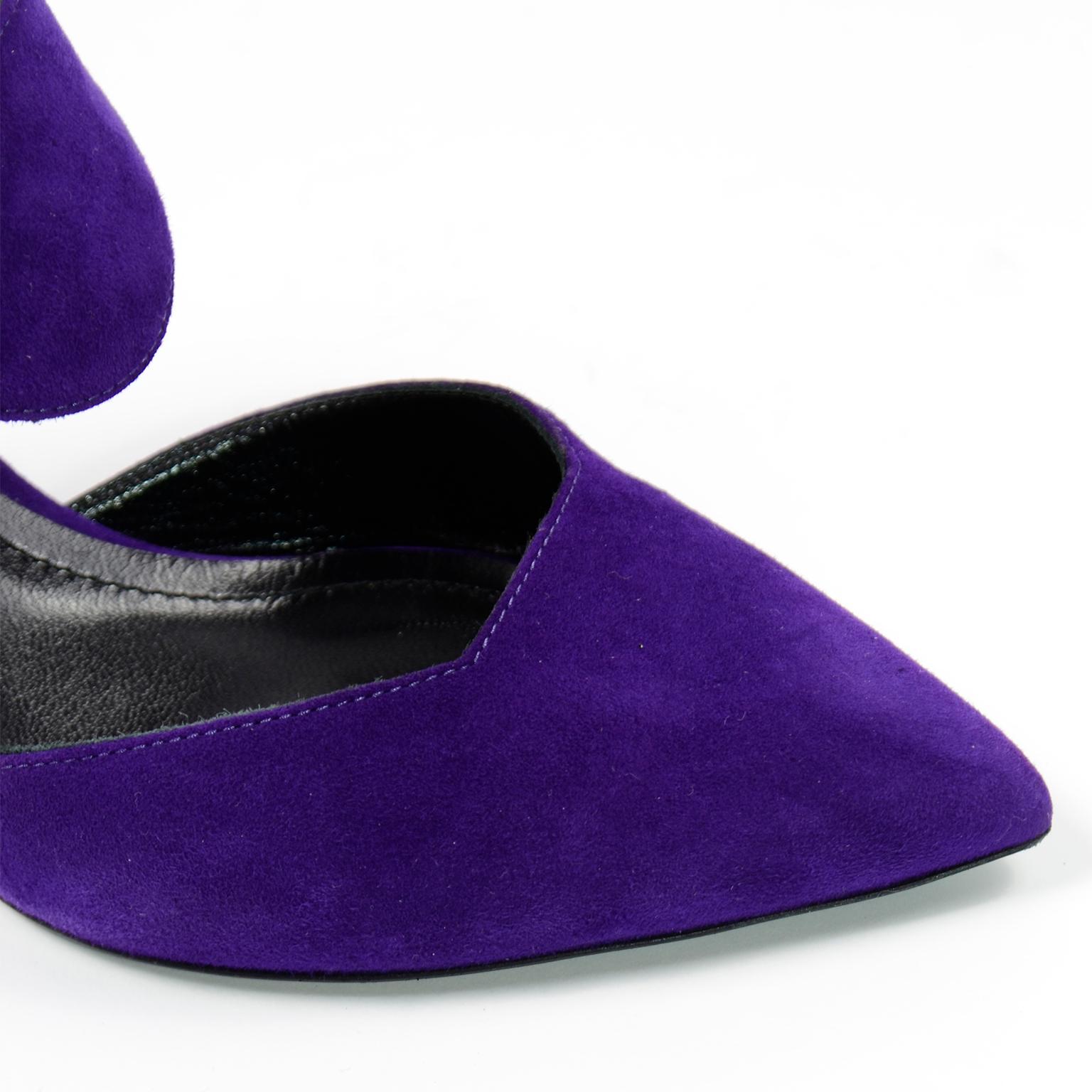 Women's Nicholas Kirkwood Purple Suede Slingback Pointed Toe Shoes With Heels For Sale