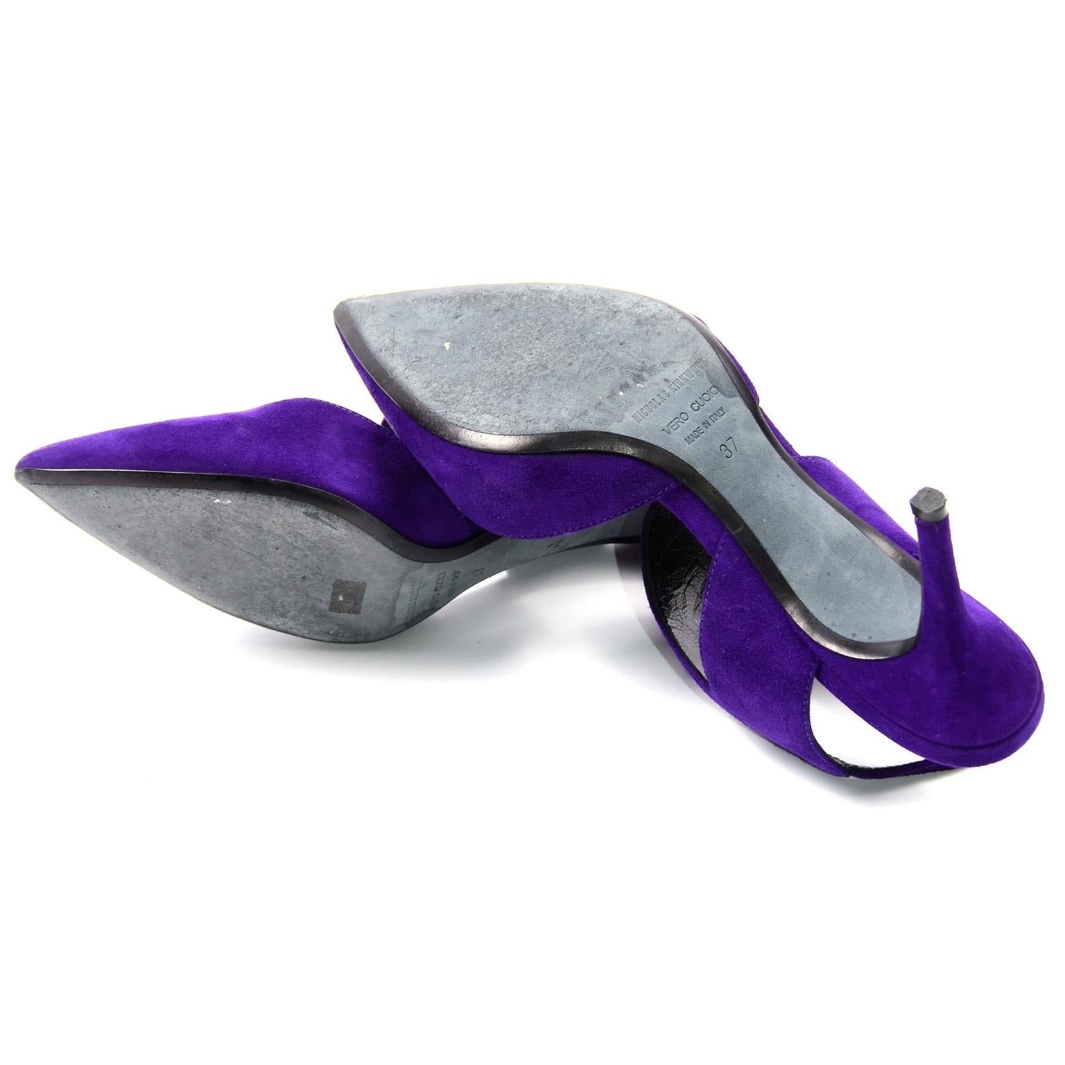 Nicholas Kirkwood Purple Suede Slingback Pointed Toe Shoes With Heels For Sale 1