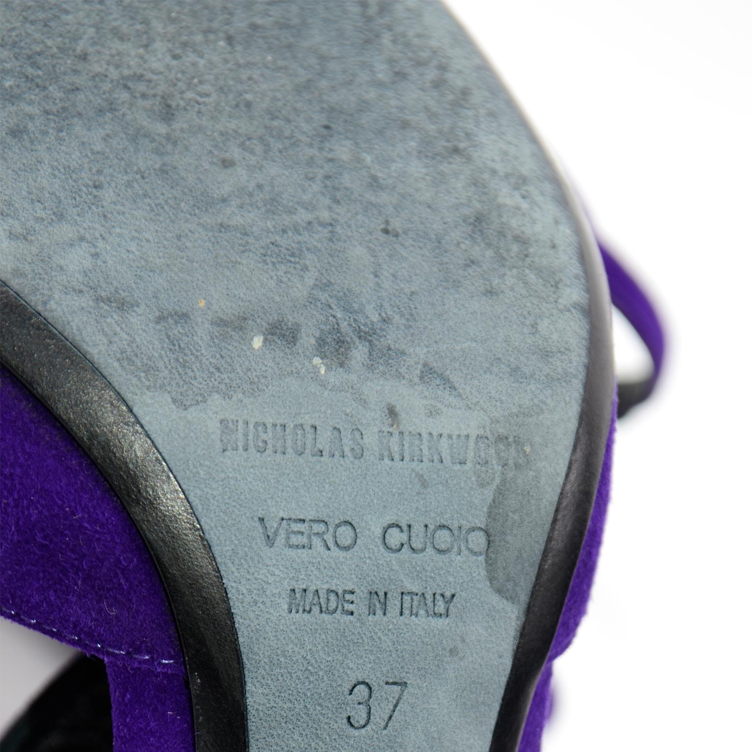 Nicholas Kirkwood Purple Suede Slingback Pointed Toe Shoes With Heels For Sale 2