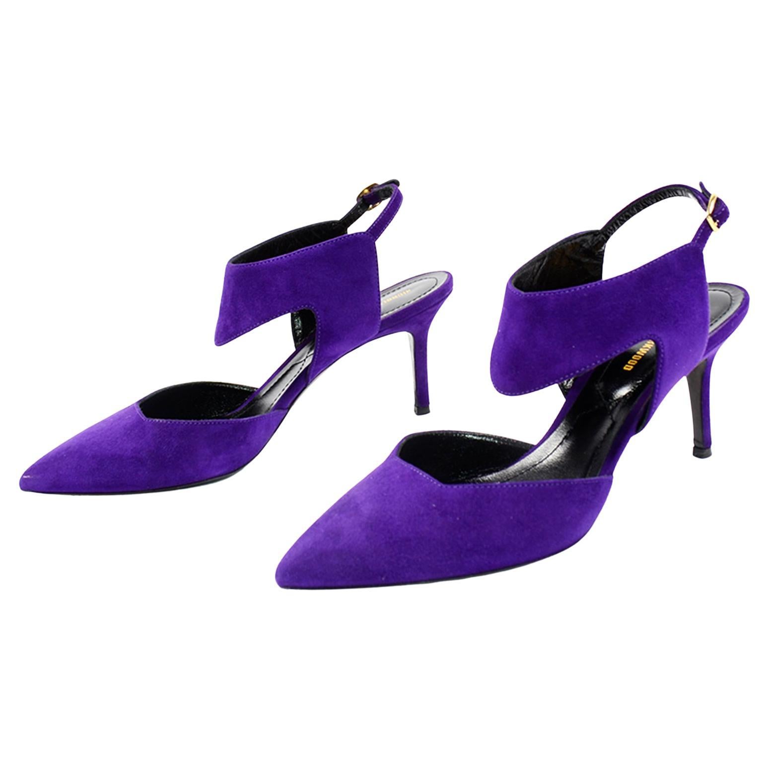 Nicholas Kirkwood Purple Suede Slingback Pointed Toe Shoes With Heels