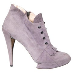 Nicholas Kirkwood Purple Suede Zipped Ankle Boots Size IT 41