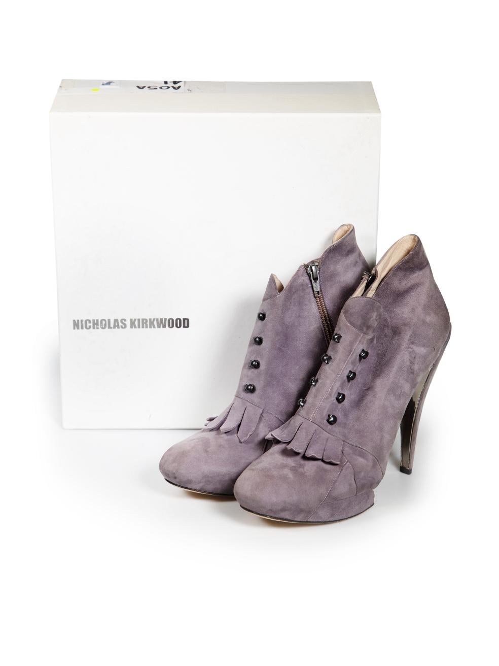 Nicholas Kirkwood - Bottines à fermeture éclair en daim violet, taille IT 41 Pour femmes en vente