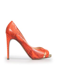 Nicholas Kirkwood Red Python Leather Heels Size IT 38