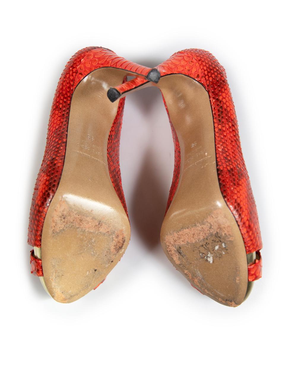Nicholas Kirkwood Red Python Leather Heels Size IT 38 In condizioni buone in vendita a London, GB