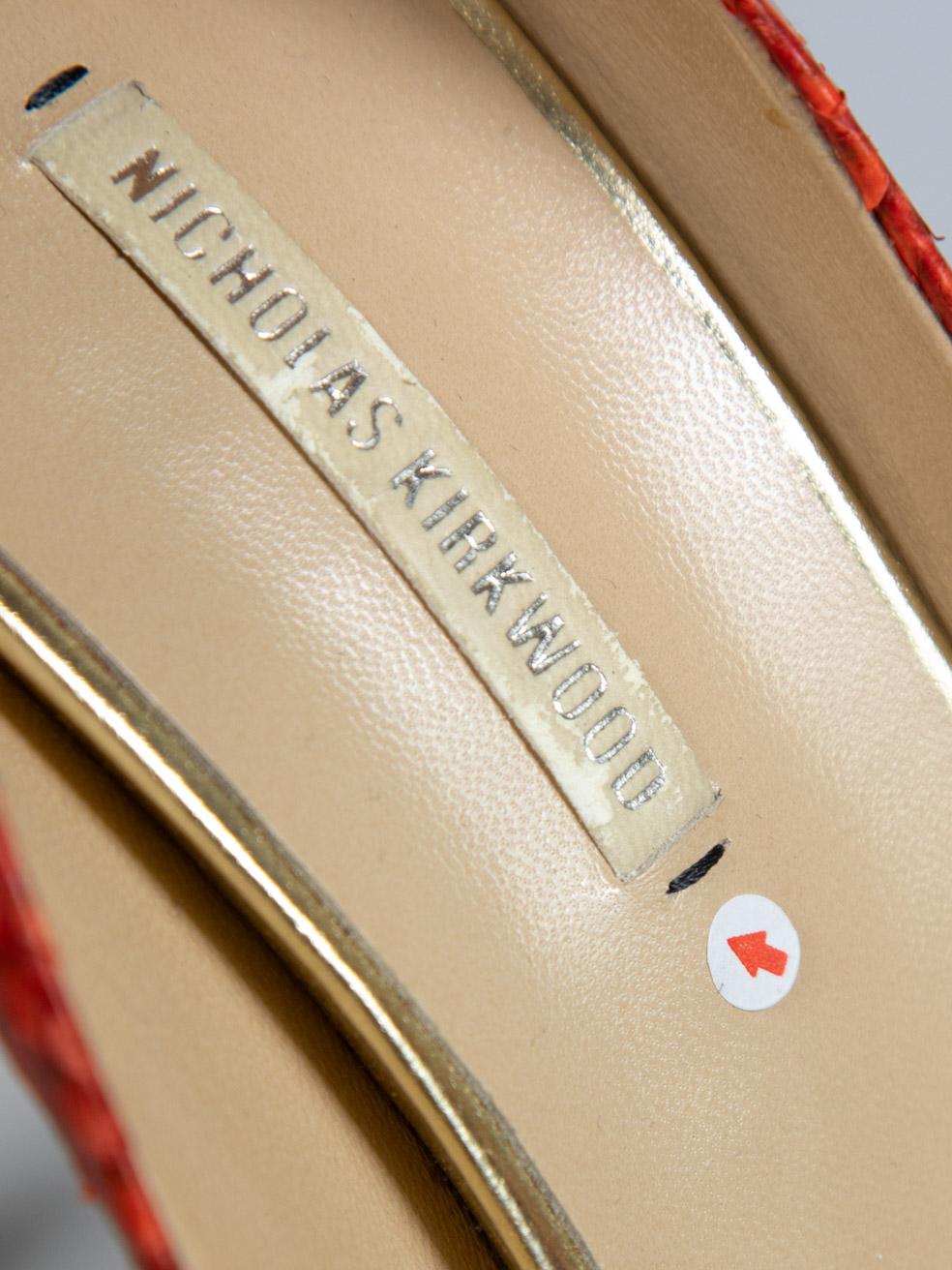 Nicholas Kirkwood Red Python Leather Heels Size IT 38 3
