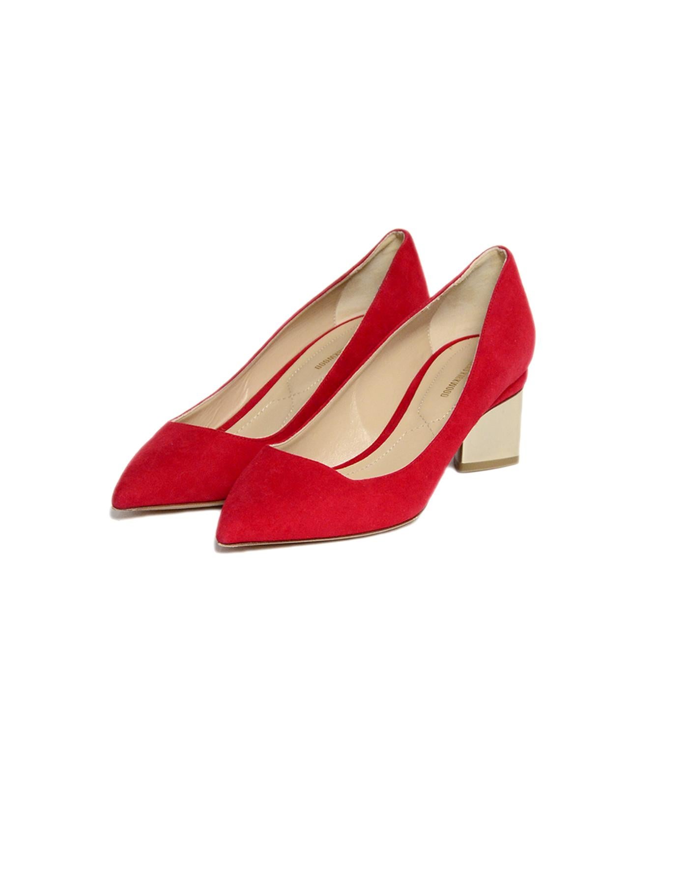 Nicholas Kirkwood Red Suede Prism Pumps w/ Silver Heels sz 37.5 rt $595 In Excellent Condition In New York, NY