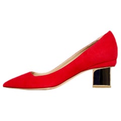 Nicholas Kirkwood - Escarpins en daim rouge à talons argentés, taille 37,5, 595 $