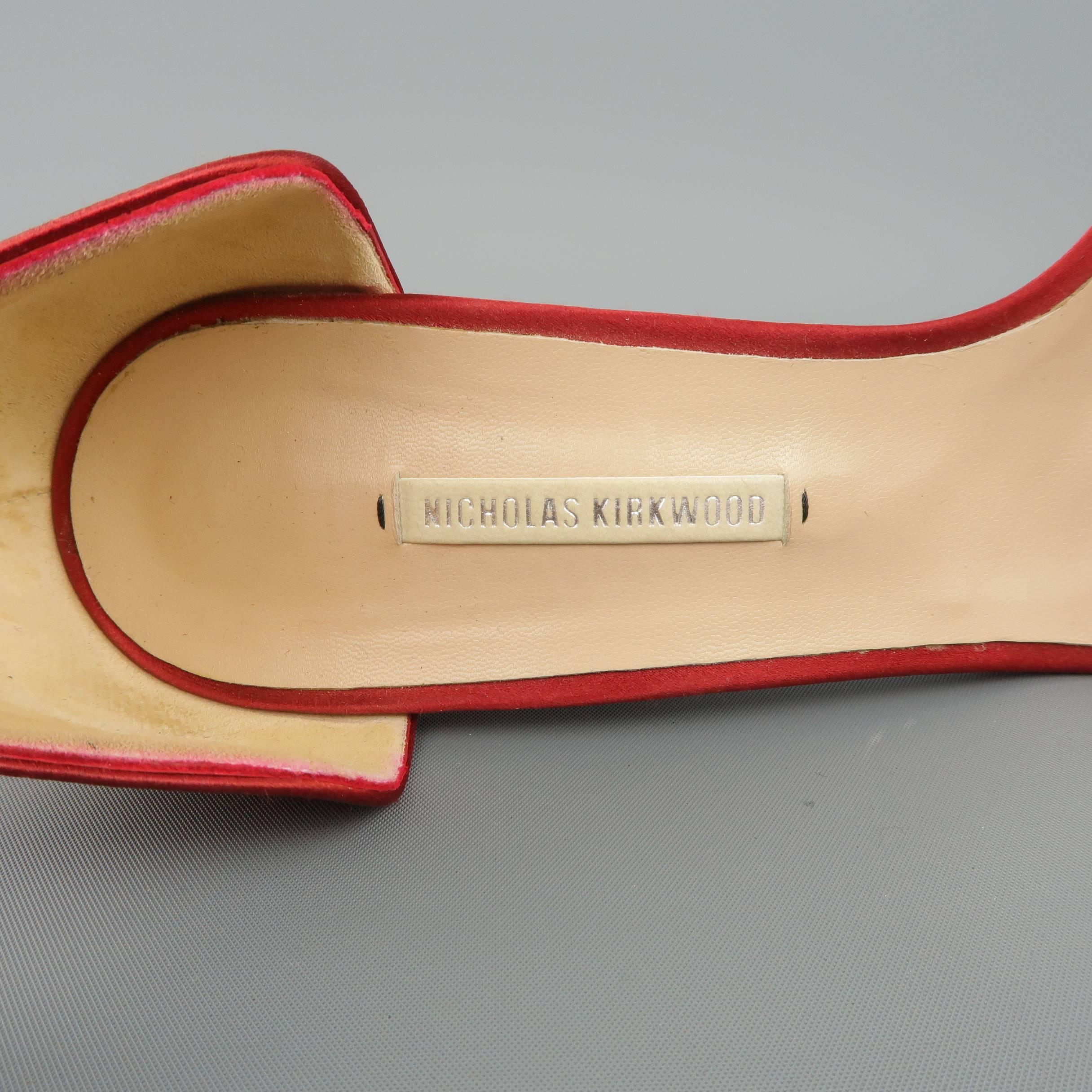 NICHOLAS KIRKWOOD Size 9 Red Satin Suede Ankle Strap Platform Sandals 2