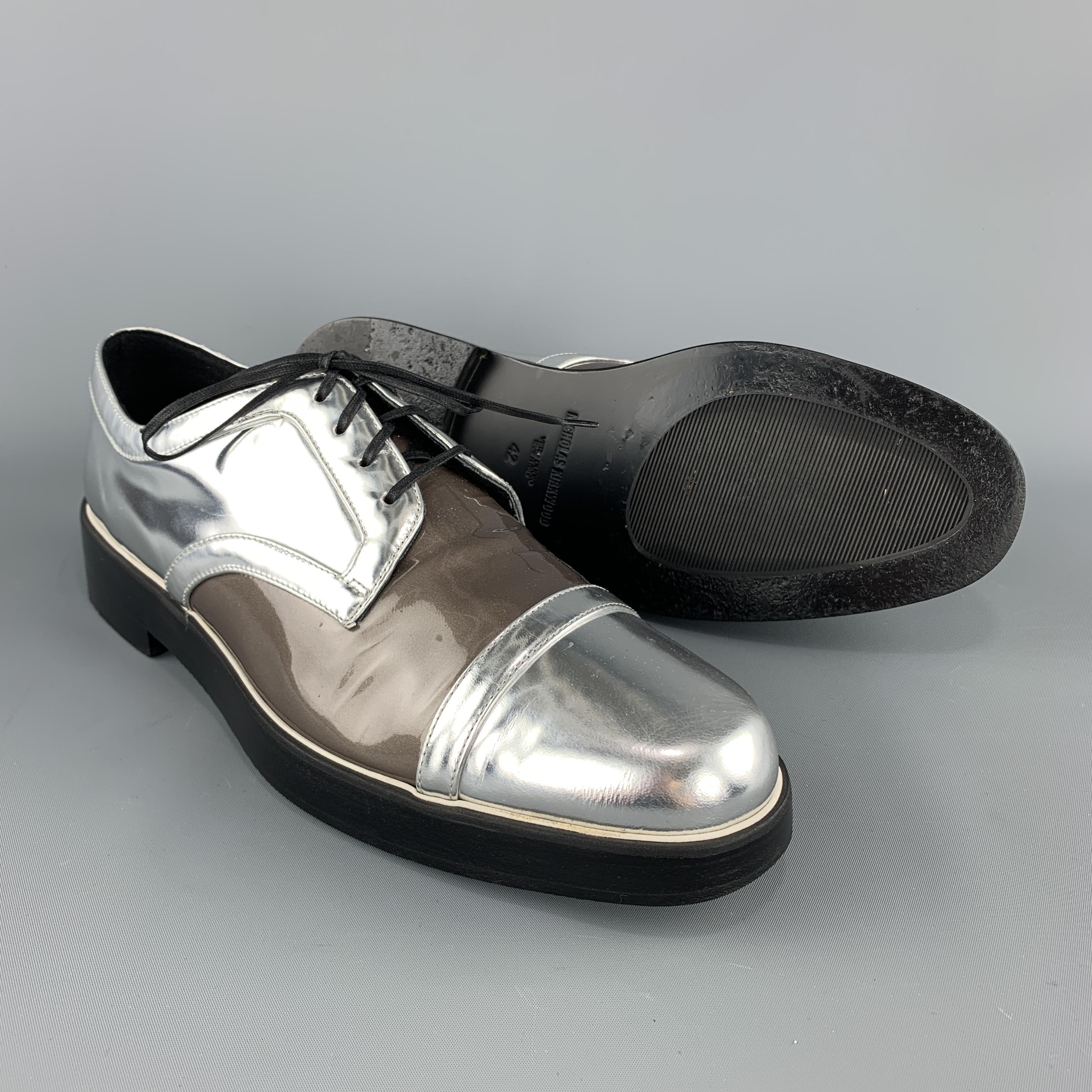 Black NICHOLAS KIRKWOOD Size 9 Silver & Taupe Leather Lace Up Derbys