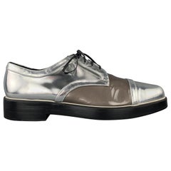 NICHOLAS KIRKWOOD Size 9 Silver & Taupe Leather Lace Up Derbys