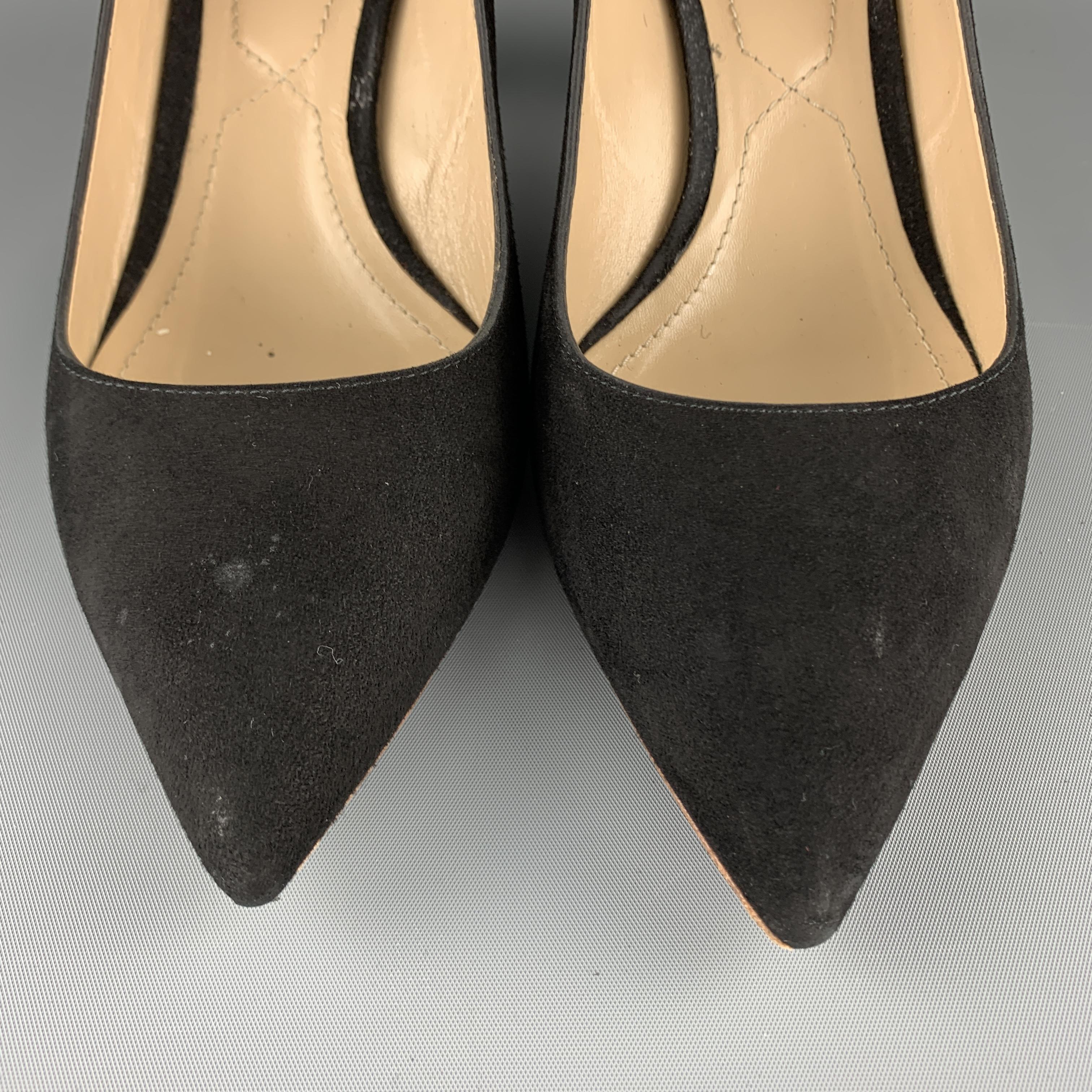 Women's NICHOLAS KIRKWOOD Size 9.5 Black Suede Gold Heel Pumps