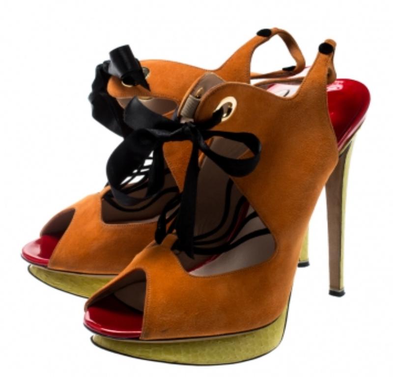 Nicholas Kirkwood Suede Elaphe Python Cut Out Platform Slingback Sandals Size 38 (Sandales à talons compensés en daim Elaphe Python) en vente 2