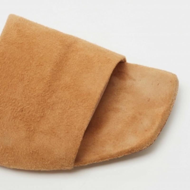 Nicholas Kirkwood Tan Suede Pearl Embellished Flat Slides Size 36 For Sale 1