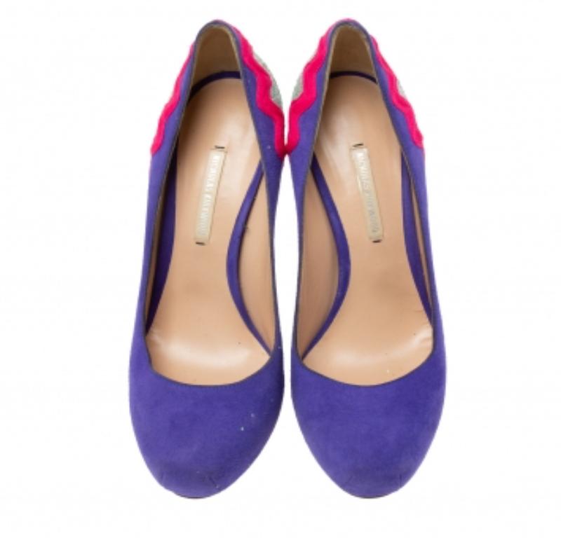 Women's Nicholas Kirkwood Tricolor Suede And Glitters Platform Pumps Size 37 For Sale