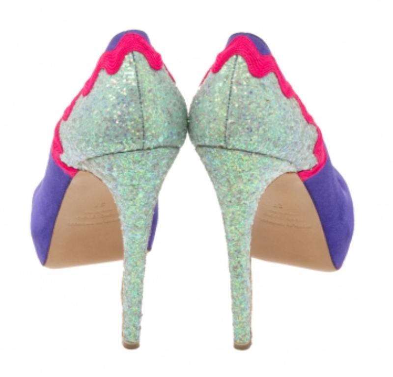 Nicholas Kirkwood Tricolor Suede And Glitters Platform Pumps Size 37 For Sale 1