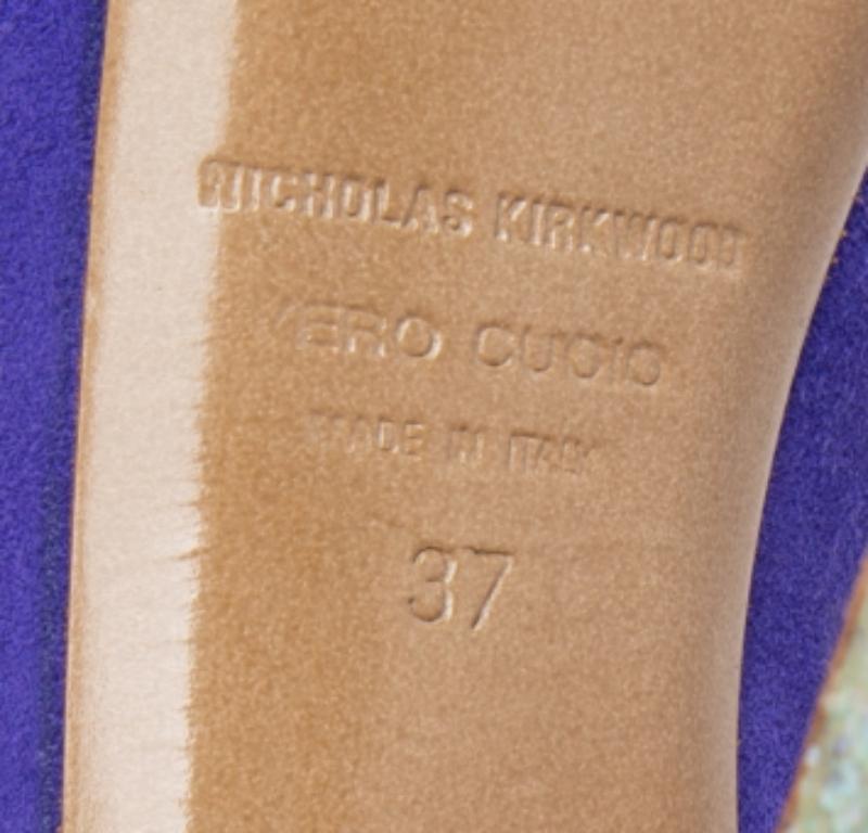 Nicholas Kirkwood Tricolor Suede And Glitters Platform Pumps Size 37 For Sale 3