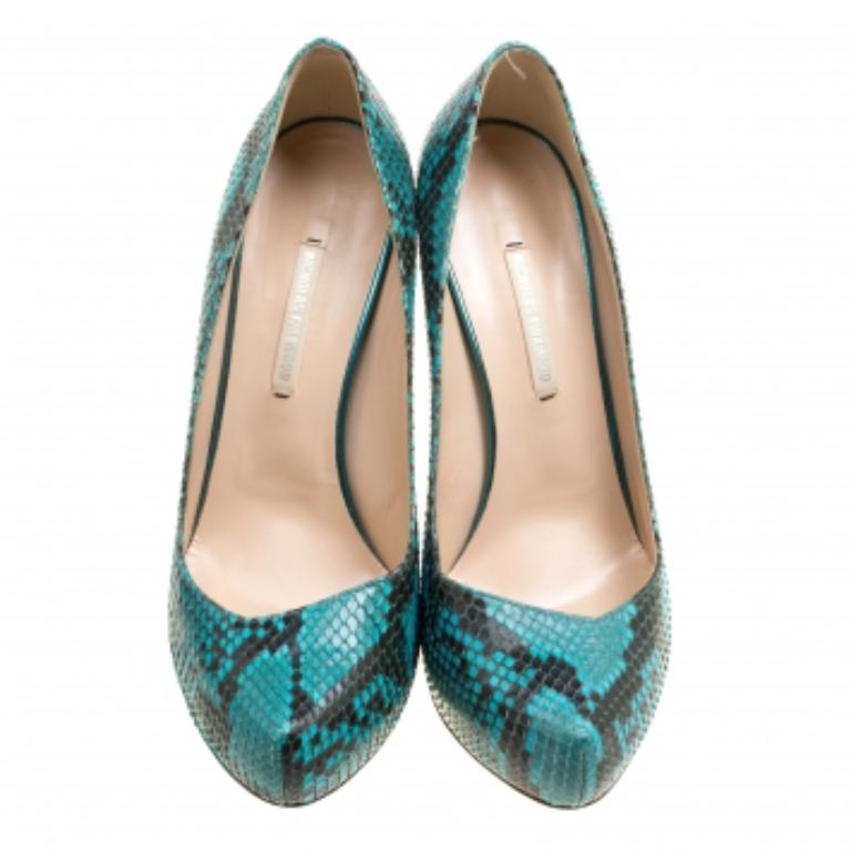 Nicholas Kirkwood Zweifarbige Python Leder Plateau Pumps Größe 38 im Zustand „Gut“ im Angebot in Dubai, Al Qouz 2