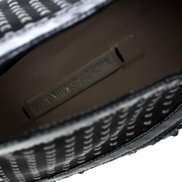 Nicholas Kirkwood Bottines bicolores à paillettes et à bout ouvert en maille, taille 38,5 en vente 1