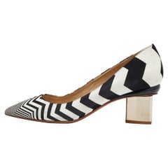 Nicholas Kirkwood White/Black Suede Pointed Toe Block Heel Pumps Size 37