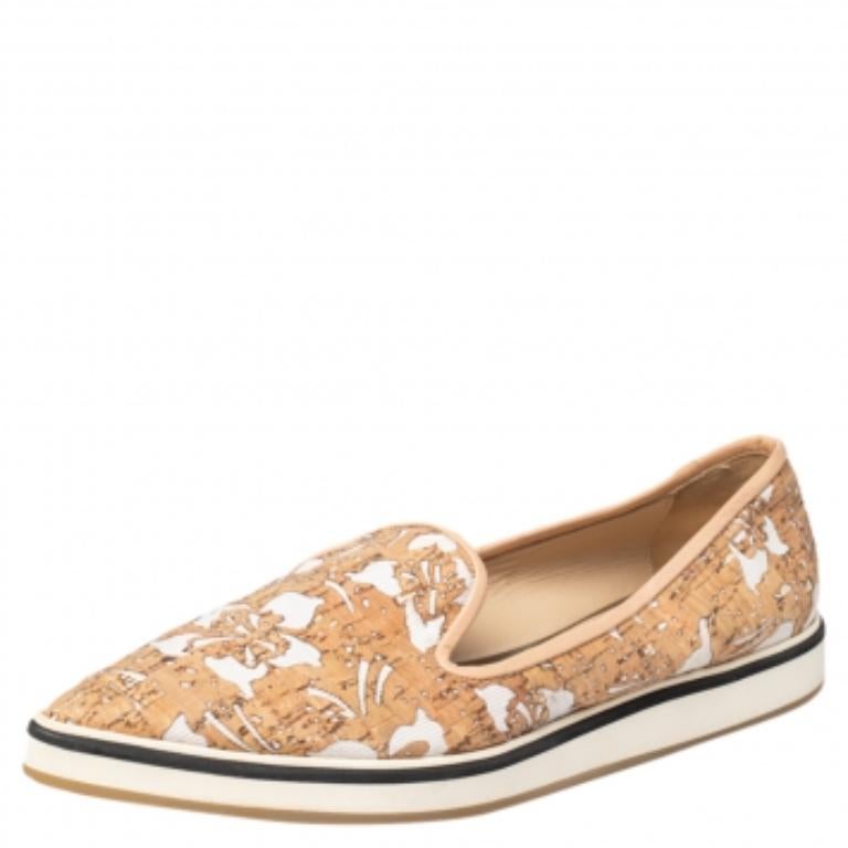 Nicholas Kirkwood Weiße Slip On Turnschuhe aus Kork und Stoff mit spitzer Zehe Größe 39 2