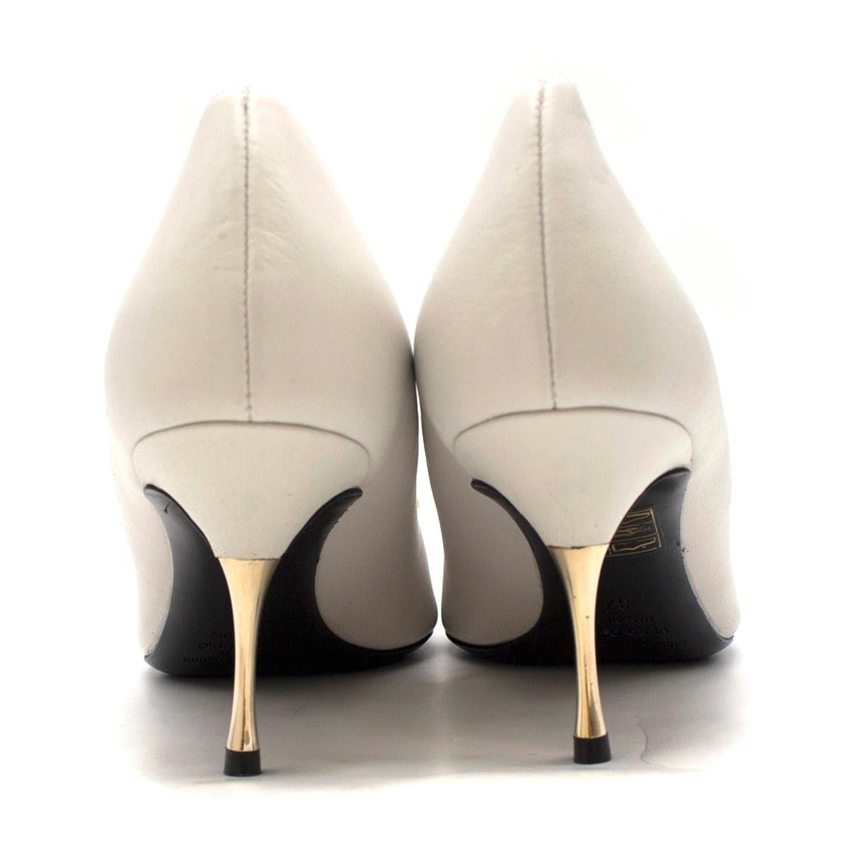 Nicholas Kirkwood White Leather Embellished Pumps 37 In Excellent Condition In London, GB