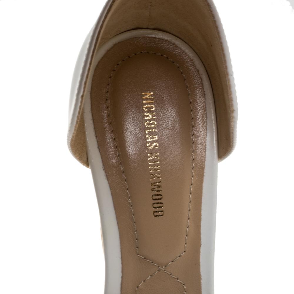 Nicholas Kirkwood White Maya Pearl Detail  Wedge Ankle Strap Sandals Size 39 1