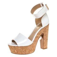 Nicholas Kirkwood White Maya Pearl Detail  Wedge Ankle Strap Sandals Size 39