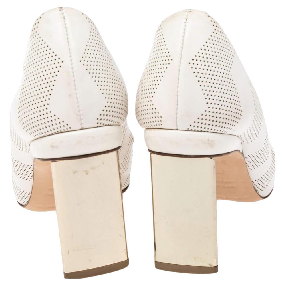 Nicholas Kirkwood White Perforated Leather Briona Prism Pumps Size 36.5 1